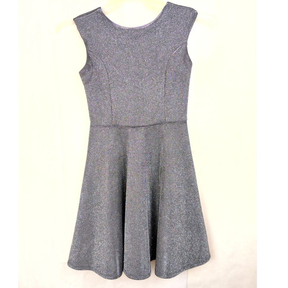 Vintage UDT Fashion fit and flare silver sparkle dress Size 14 Girls Glam Retro